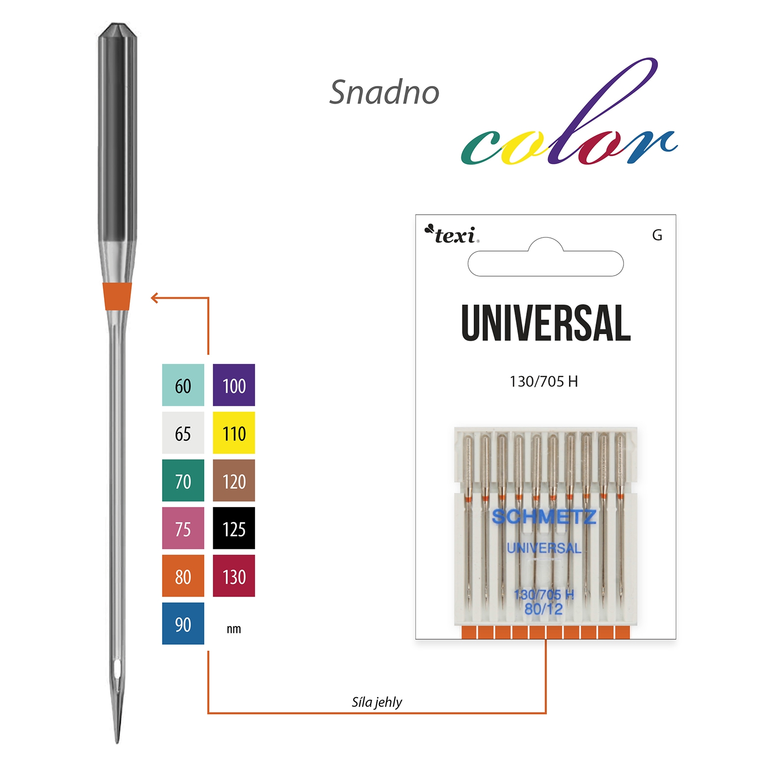 Univerzální jehly TEXI UNIVERSAL 130/705 H 10x80