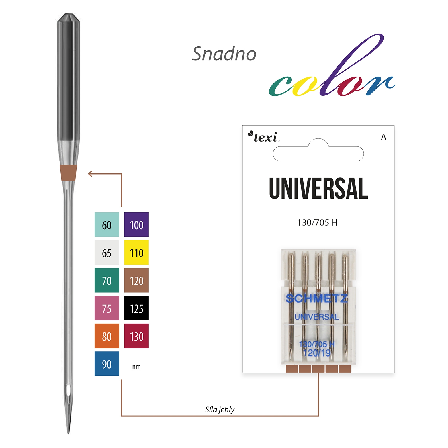 Univerzální jehly TEXI UNIVERSAL 130/705 H 5x120