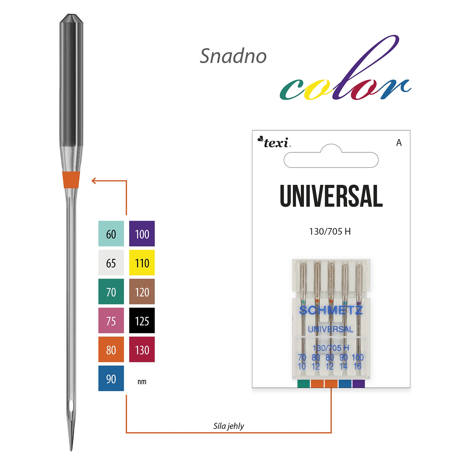 Univerzální jehly TEXI UNIVERSAL 130/705 H 5x70-100