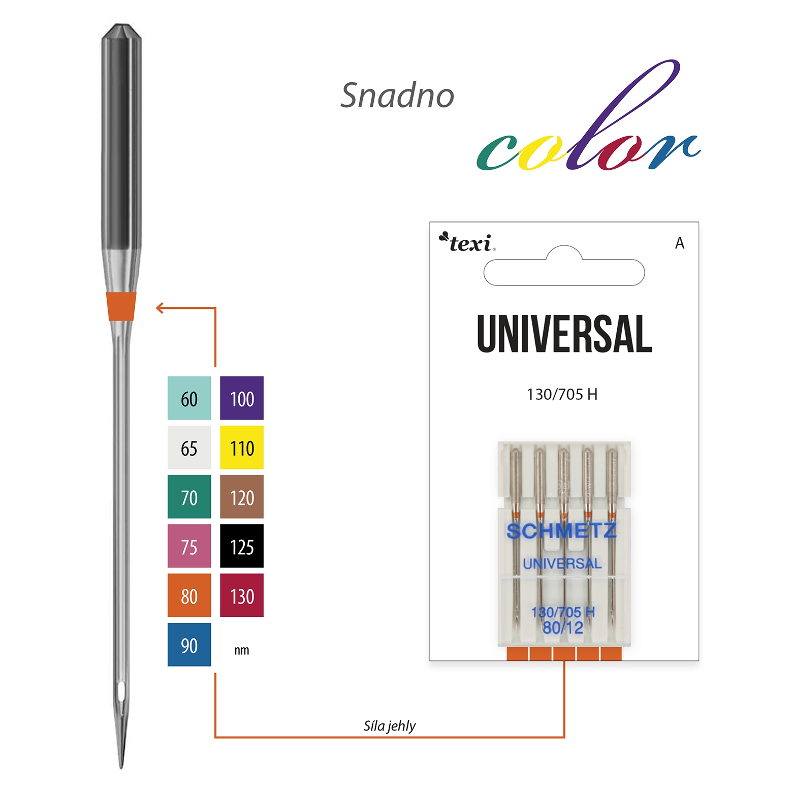 Univerzální jehly TEXI UNIVERSAL 130/705 H 5x80