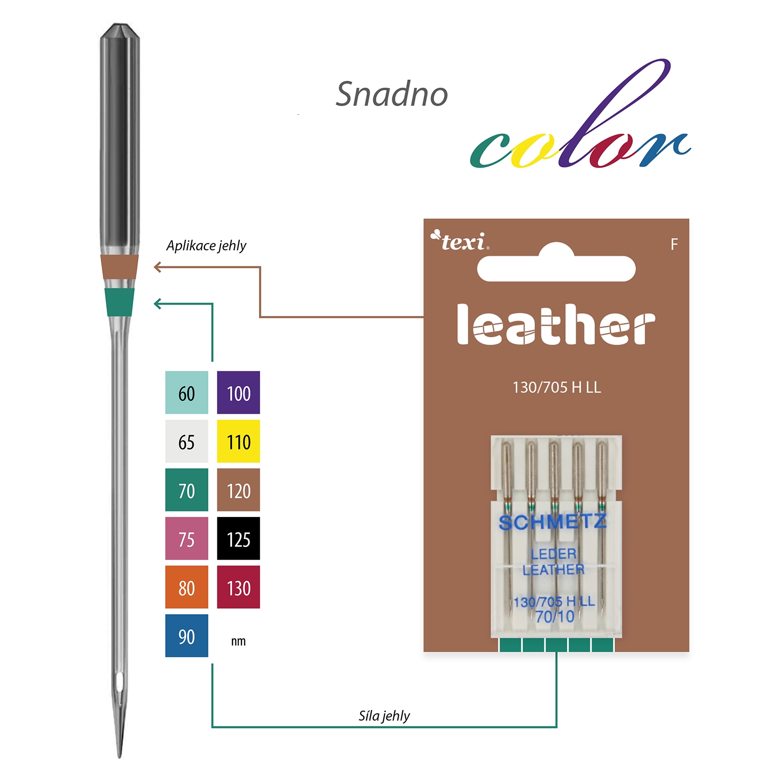 Jehly na kůži TEXI LEATHER 130/705 H LL 5x70