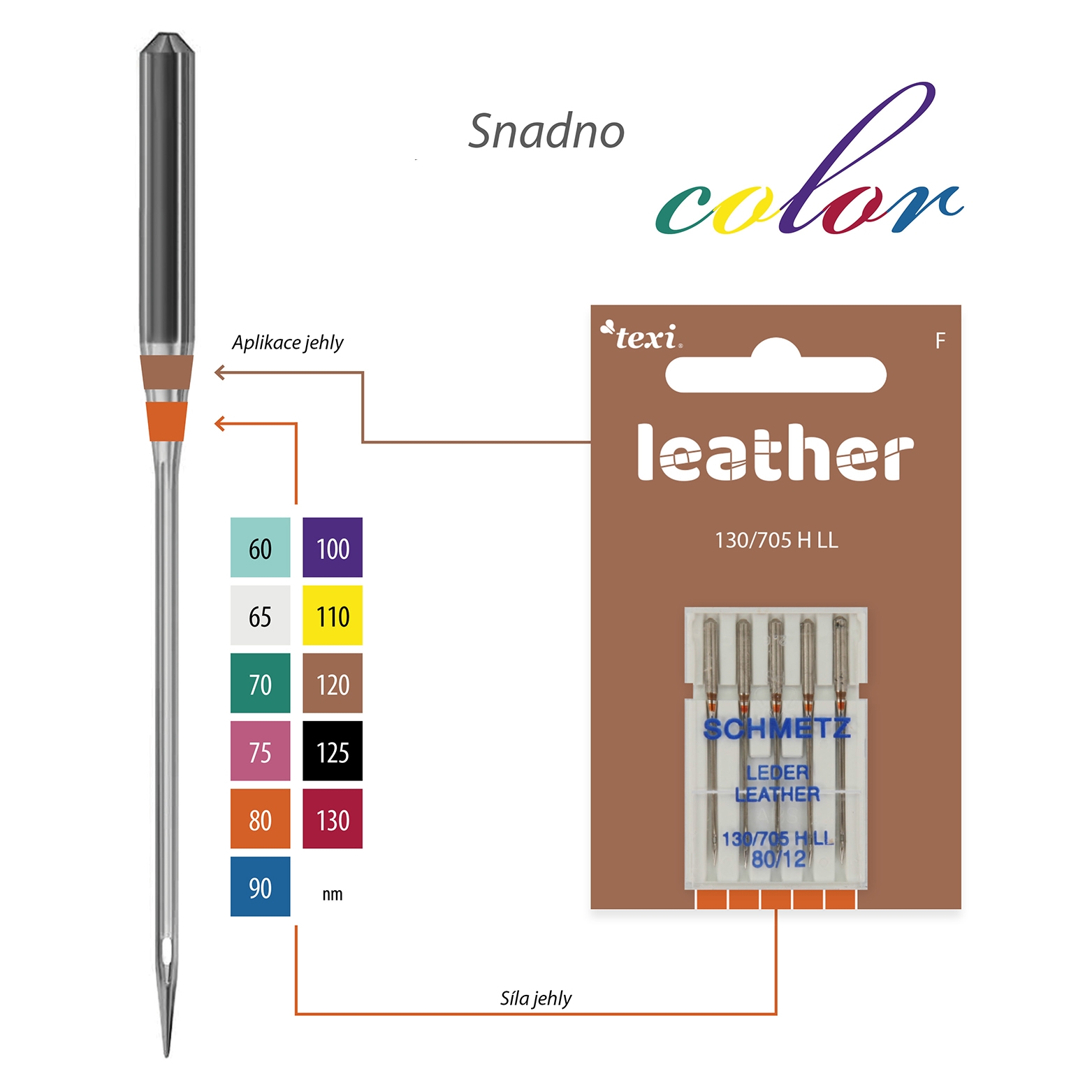 Jehly na kůži TEXI LEATHER 130/705 H LL 5x80