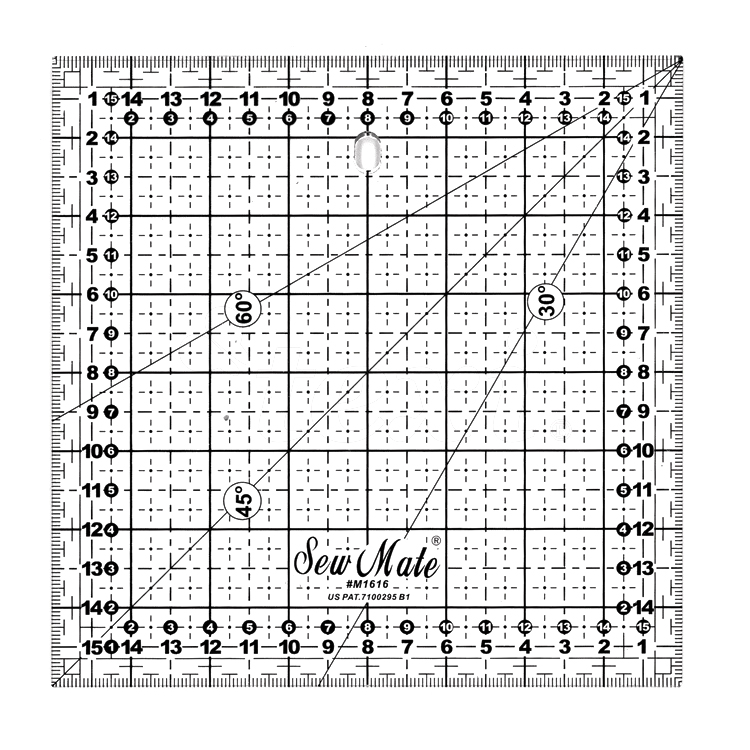 Rastrové pravítko pro patchwork 16x16 cm, černé TEXI 4066