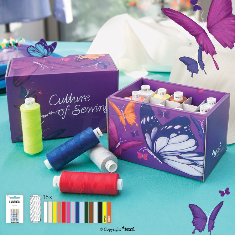 Krabička 15 barev nití a jehly TEXI BOX 15
