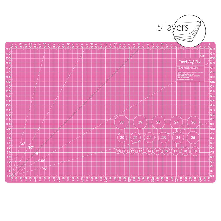 Řezací podložka, 5vrstvá, zesílená TEXI PINK 45X30